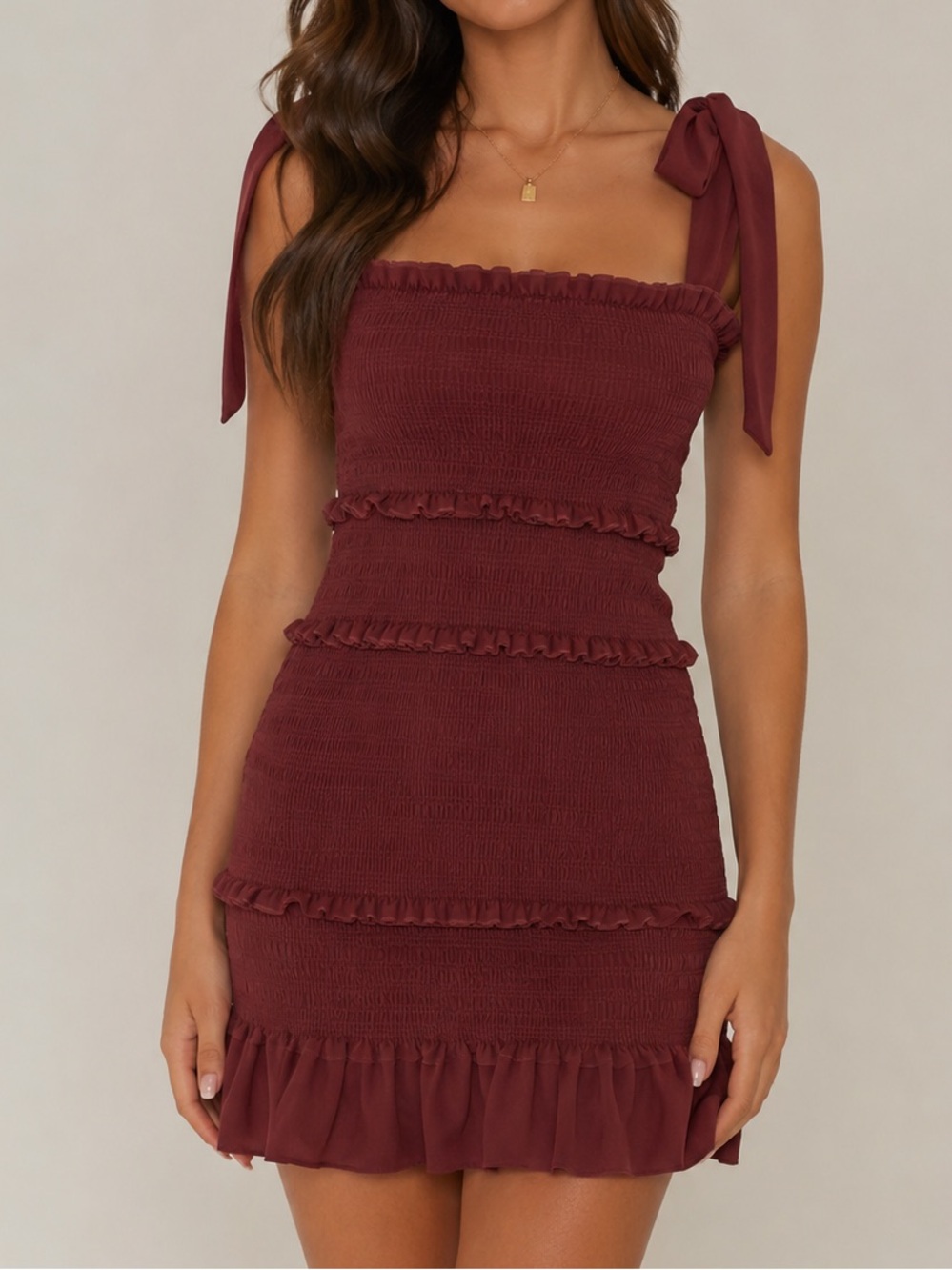 Alter’d State Smocked Bodycon Mini Dress | NEW | S | Burgundy/Maroon/Merlot